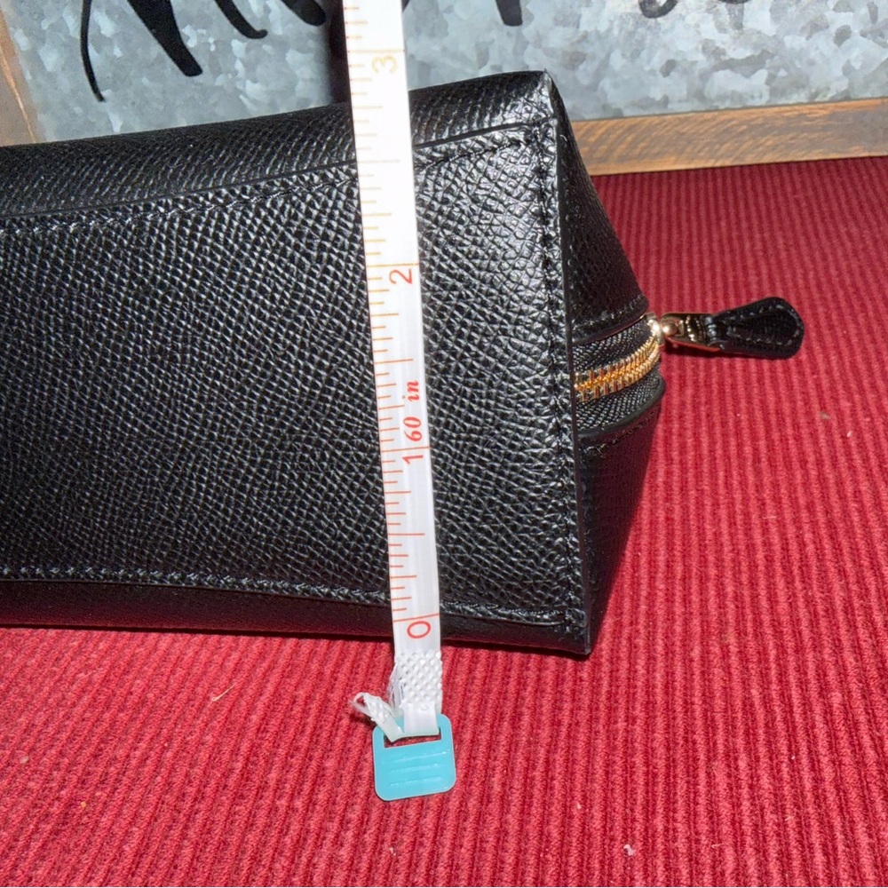 Coach Black Pebbled Leather Zip Pouch with Gold Logo - Picture 4 of 5